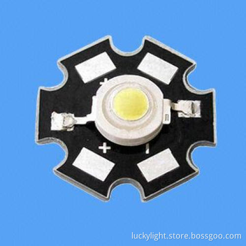1W High-power LED, Pure Green Color, 520nm, with Peak Current of 350mA, 60-80lm